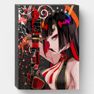 Anime girl Samurai Wooden Box Sign
