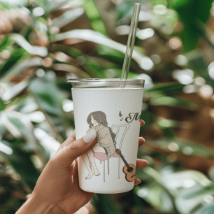 Anime Girl Sitting with gwt & Music Notes – Aesthe Insulated Tumbler