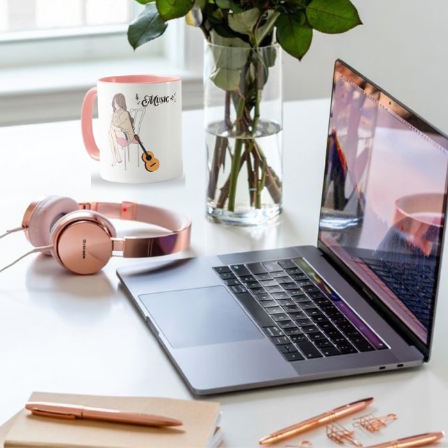 Anime Girl Sitting with gwt & Music Notes – Aesthe Mug (Creator Uploaded)