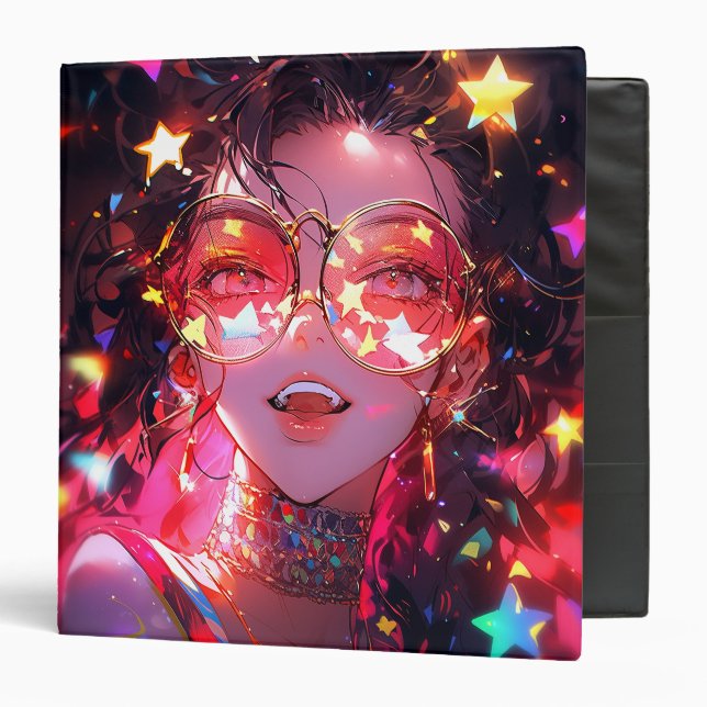 Anime Girl Stars 3 Ring Binder (Front/Inside)