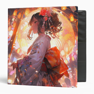 Anime Girl Stars 3 Ring Binder