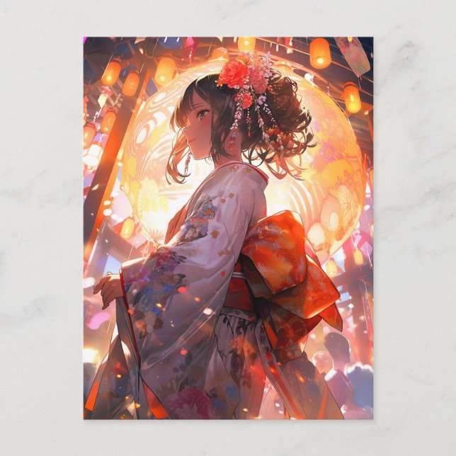 Anime Girl Stars Postcard (Front)