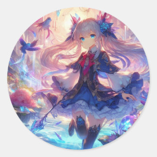 Anime girl sticker colorful