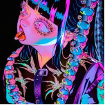 Anime Girl Sticking Her Tongue Out Cutout<br><div class="desc">A cool anime girl sticking her tongue out. She is depicted in black and neon colors.</div>
