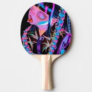 Anime Girl Sticking Her Tongue Out Ping Pong Paddle
