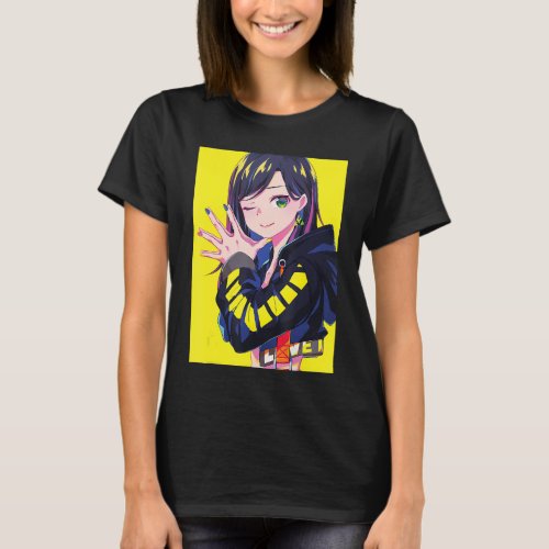 Anime Girl Vaporwave Aesthetic Retro 80s Waifu Kaw T_Shirt