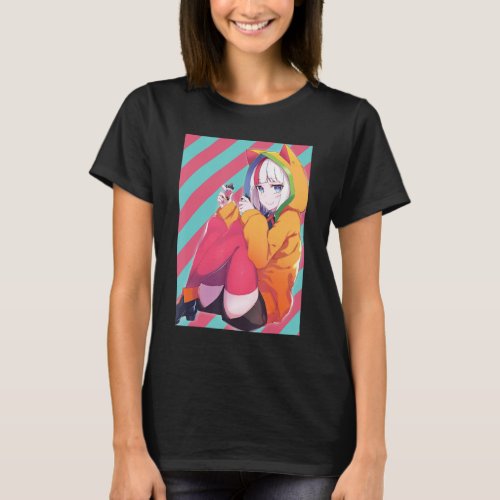 Anime Girl Vaporwave Aesthetic Retro 80s Waifu Kaw T_Shirt