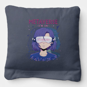 Anime girl virtual reality glasses Cornhole Bags