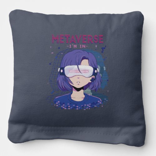 Anime girl virtual reality glasses Cornhole Bags