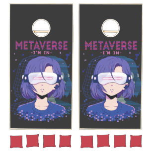Anime girl virtual reality glasses Cornhole Set