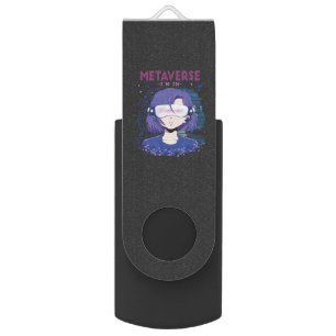 Anime girl virtual reality glasses Flash Drive