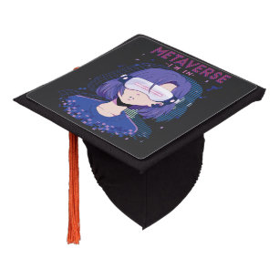 Anime girl virtual reality glasses Graduation Cap