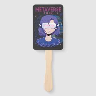 Anime girl virtual reality glasses Hand Fan