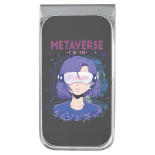 Anime girl virtual reality glasses Money Clip