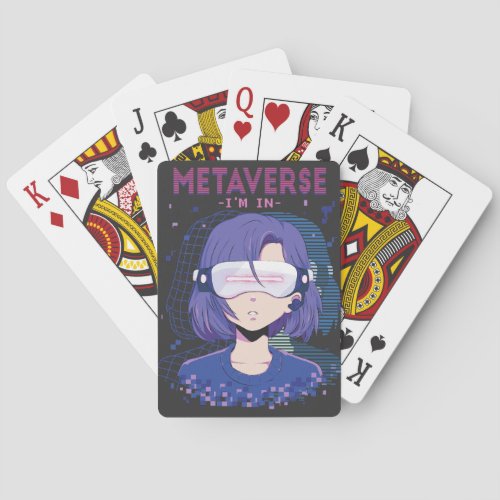 Anime girl virtual reality glasses Poker Cards
