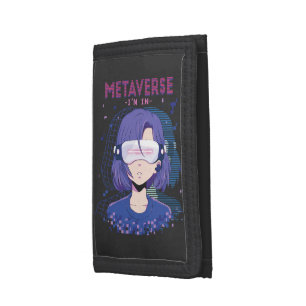 Anime girl virtual reality glasses Trifold Wallet