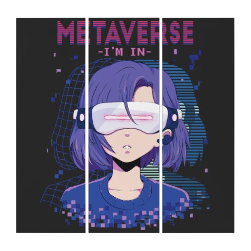 Anime girl virtual reality glasses Triptych
