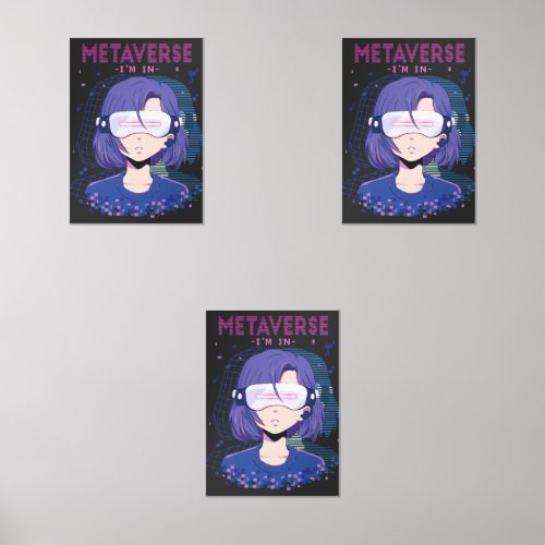 Anime girl virtual reality glasses Wall Art Sets