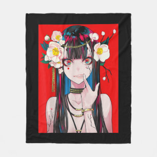 Anime Girl Waifu Japanese Aesthetic Kawaii Otaku Fleece Blanket