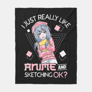 Anime Girl Waifu Who Loves Anime Ramen And Sketchi Fleece Blanket