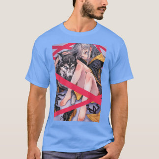 Anime Girl Waifu Wolf Esthetic Japanese Otaku  T-Shirt