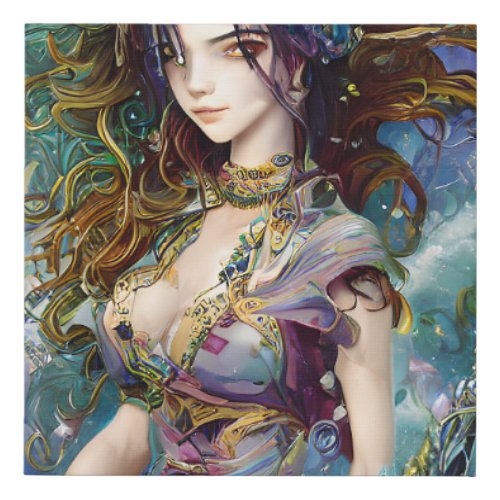 Anime Girl Warrior 3D Art  Faux Canvas Print