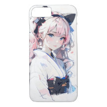 anime girl with a blue bow on her hair