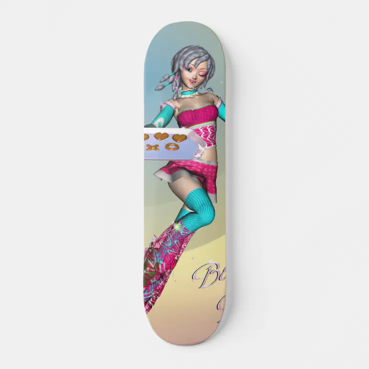 Anime girl with cookies Skateboard | Zazzle Anime girl with cookies Skateboard | Zazzle