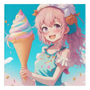 Anime Girl with Cupcake Whimsical Acrylic Print