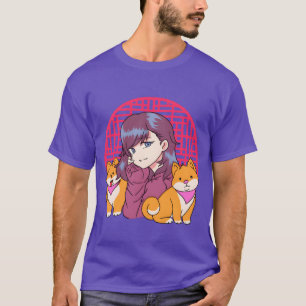 Anime Girl with Dogs friend T-Shirt