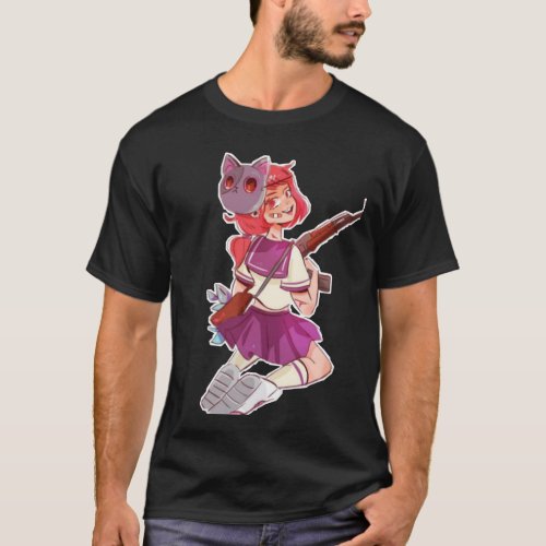 Anime girl with gun and cat3782png3782 T_Shirt