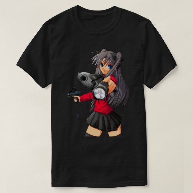 Anime girl with gun design cool                    T-Shirt (Design Front)
