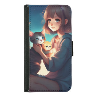 Anime girl with kittens phone case for samsung S5,