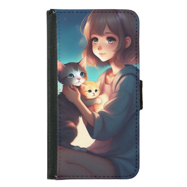 Anime girl with kittens phone case for samsung S5, (Front)