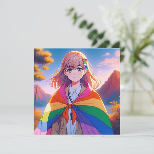 Anime Girl with LGBTQIA+ Cape (Standing Front)