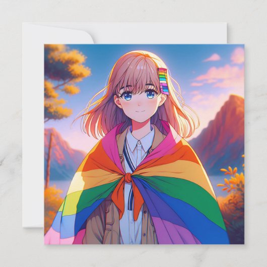 Anime Girl with LGBTQIA+ Cape (Front)