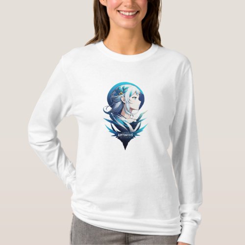 Anime girl with long white hair and blue eyes  T_Shirt