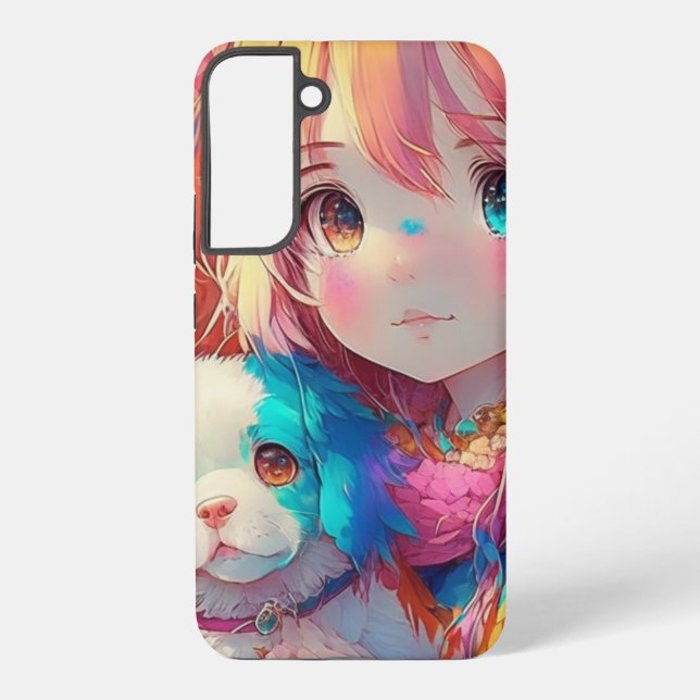 Anime Girl with Puppy Samsung Galaxy Case (Back)