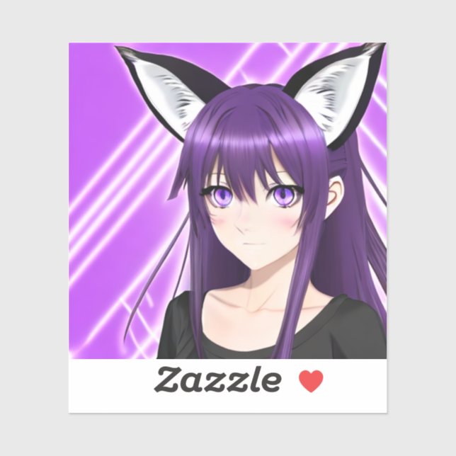 Anime Girl with Purple Hair and Eyes Sticker (Sheet)