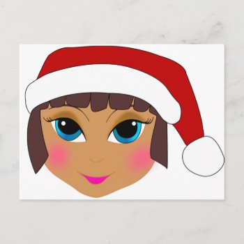 Anime Girl With Santa's Hat Holiday Postcard by Dozzle at Zazzle