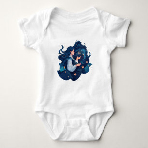 Anime Girl with Stars – Dreamy Cosmic Esthetic Baby Bodysuit