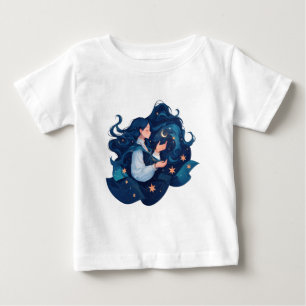 Anime Girl with Stars – Dreamy Cosmic Esthetic Baby T-Shirt