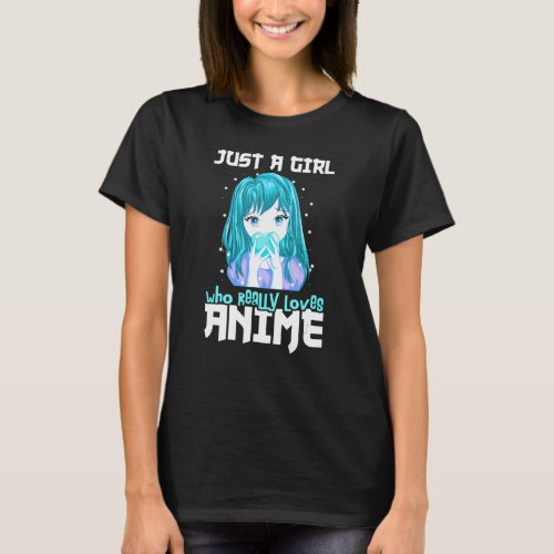 Anime Girl with Turquoise Hair T_Shirt