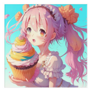 Anime Girl with Whimsical Cupcake Acrylic Print