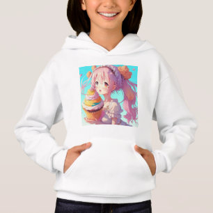 Anime Girl with Whimsical Cupcake Hoodie