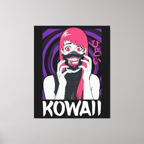 Anime Girl Yandere Horror Face Alien Kawaii Goth Canvas Print