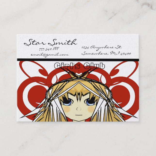 Anime Girl's Club Business Card (Front)