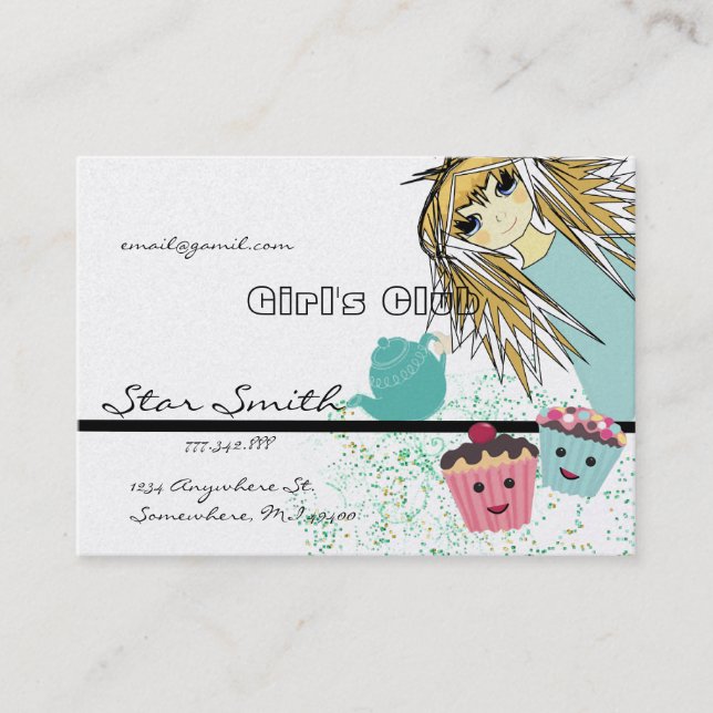 Anime Girl's CupCake Club Business Card (Front)