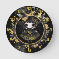 Anime Girls Goth Cute Custom Decor Gift Kawaii Round Clock