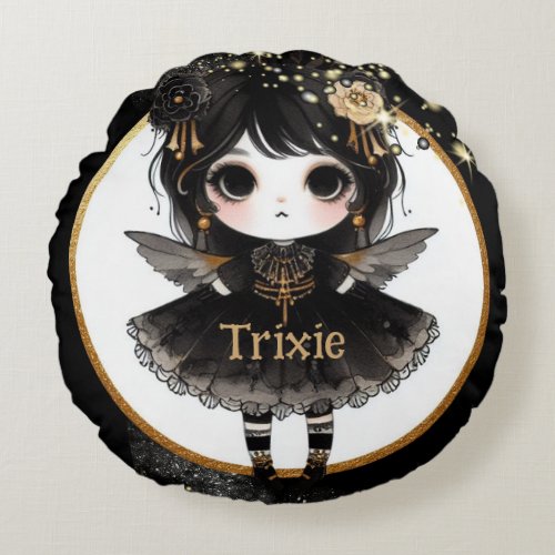 Anime Girls Goth Cute Custom Decor Gift Kawaii Round Pillow